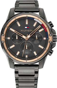 Montre Homme Tommy Hilfiger 1791790 - Boîtier Acier Gris, Cadran Gris, Bracelet Noir