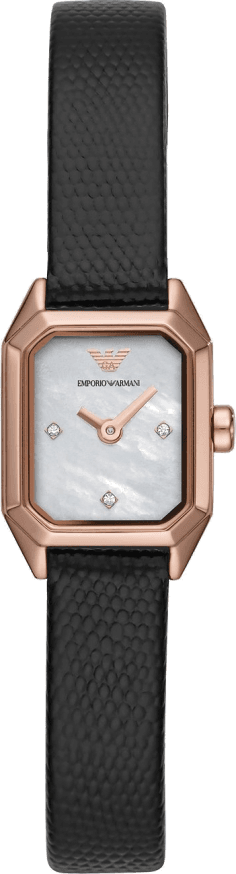 Montre Femme Emporio Armani AR11248 - Cadran Octogonal Nacre, Cristaux, Bracelet Noir