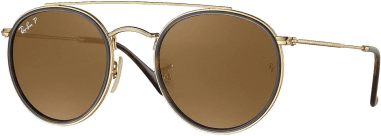 Lunettes de soleil Ray-Ban Round Double Bridge RB3647N 001/57 Or polarisés