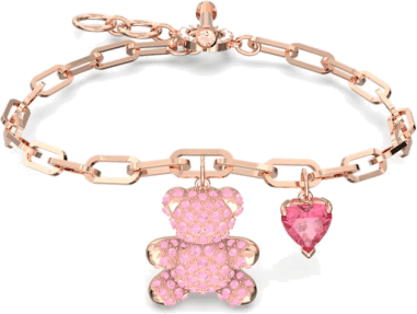 Bracelet Swarovski Teddy ours en métal plaqué or rose
