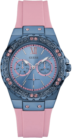 Montre Femme Guess Limelight W0775L5 - Boîtier Bleu, Cadran Violet, Bracelet Rose