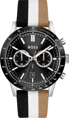 Montre Homme Hugo Boss 1513963 Chronographe Quartz Cadran Noir Bracelet NATO Tricolore