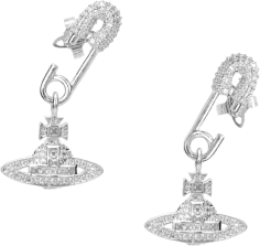 Boucles d'oreilles Vivienne Westwood épingle de sûreté argentée avec cristaux - Réf. 108396