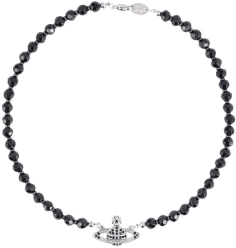 Collier ras-de-cou Vivienne Westwood Bas Relief Drop Noir - Réf. 108412 - Pour Femme