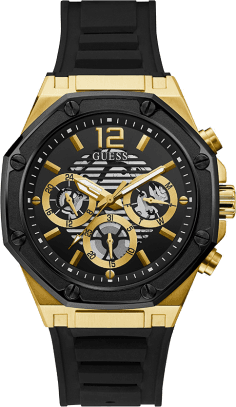 Montre Homme Guess GW0263G1 Boîtier Or 44mm Cadran Noir Multifonction