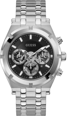 Montre Guess GW0260G1 Continental Acier Argent et Cadran Noir Multifonction