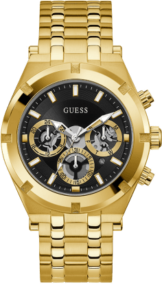 Montre Homme Guess GW0260G2 en Acier Doré, Cadran Noir Squelette 44mm