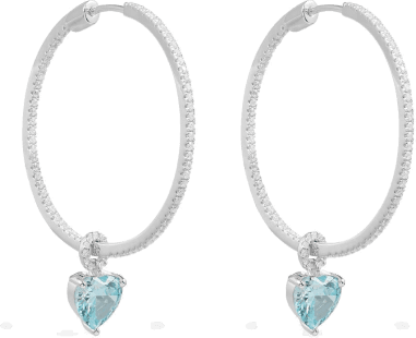 Boucles d'oreilles créoles APM MONACO en argent motif coeur