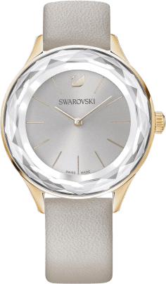 Montre Swarovski Octea Lux 5295326 pour Femme, Cadran Gris, Lunette Cristal, Bracelet Cuir