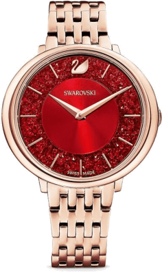 Montre Femme Swarovski Crystalline 5547608 Cadran Rouge Cristaux Acier Or Rose
