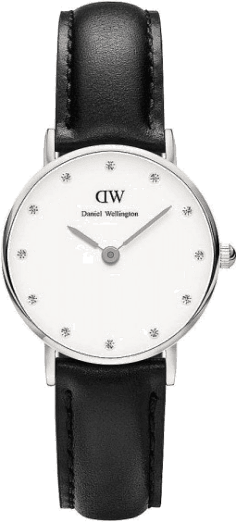Montre Femme Daniel Wellington Classy Sheffield DW00100068 - Cadran Blanc, Bracelet Cuir Noir