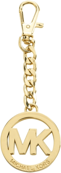 Porte-clés Michael Kors référence 109218 en acier plaqué or jaune avec breloque logo MK