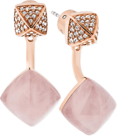 Boucles d'oreilles Michael Kors référence 109221 en acier rose à pierres pavées