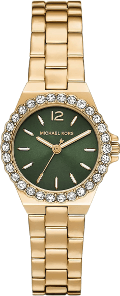 Montre Michael Kors Lennox MK7395 pour Femme - Cadran vert, boîtier et bracelet en acier inoxydable doré