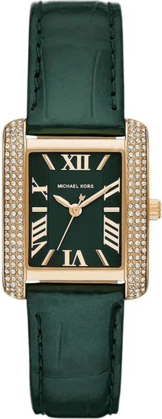 Montre Femme Michael Kors Emery MK4697 - Cadran et bracelet cuir vert - Boîtier or rectangulaire