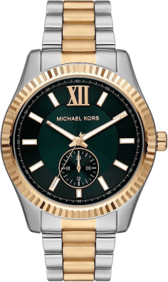 Montre pour homme Michael Kors Lexington MK9063 - Cadran vert, bracelet acier bicolore argent et or