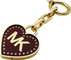 Porte-clés Michael Kors référence 109506 en or, cœur MK incrusté de cristaux