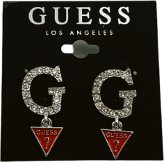 Boucles d'oreilles Guess pour femme, lettre G triangle argenté avec zirconium, réf. 109788