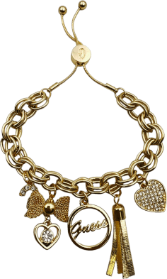 Bracelet Guess pour femme en métal doré jaune avec breloques serties de zircon - Réf. 109797