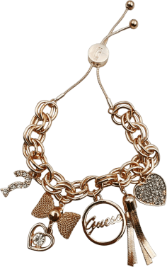 Bracelet Guess pour Femme en métal or rose avec breloques serti de zircon - Réf. 109805