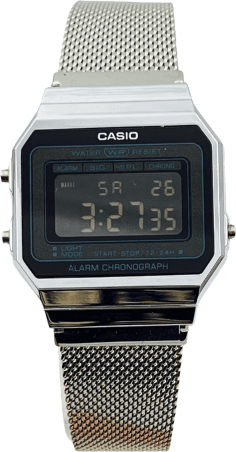 Montre Casio Vintage A700WEM-1A - Cadran Noir Digital sur Maille Milanaise Argent - Unisexe