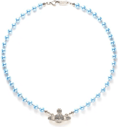 Choker Vivienne Westwood Bas Relief Perles Bleues - Réf. 109840 - Pour Femme