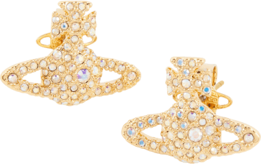Boucles d'oreilles Vivienne Westwood bas relief pavés de cristaux