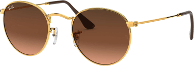 Lunettes de soleil Ray-Ban Round Metal RB3447 9001/A5 Rondes doré gold marron