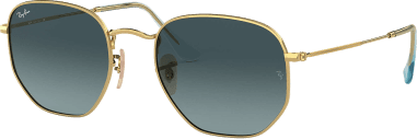 Lunettes de soleil Ray-Ban Hexagonal Flat Lenses RB3548N 9123/3M doré or bleu dégradés