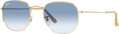 Lunettes de soleil Ray-Ban Hexagonal Flat Lenses RB3548 001/3F doré or bleu dégradés