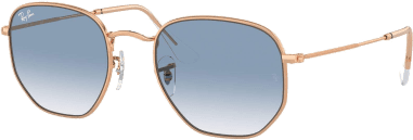 Lunettes de soleil Ray-Ban Hexagonal Flat Lenses RB3548 9202/3F doré or rosé bleu dégradés