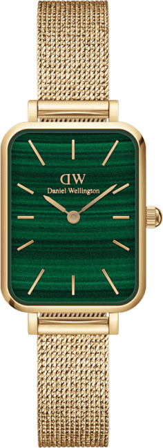 Montre Femme Daniel Wellington DW00100561 Quadro - Cadran Vert Rectangulaire, Boîtier et Bracelet Or Rose Acier