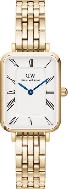 Montre Femme Daniel Wellington DW00100688 Quadro - Cadran Rectangulaire Blanc, Maille Milanaise Or Rose