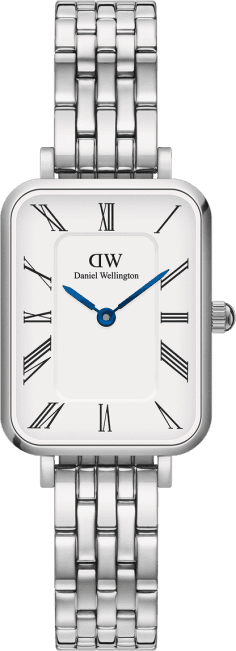 Montre Femme Daniel Wellington DW00100691 Quadro Rectangulaire Cadran Blanc Maille Milanaise Or Rose