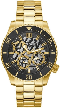 Montre Guess Axle GW0488G2 Homme en Acier Doré, Cadran Noir Multifonction