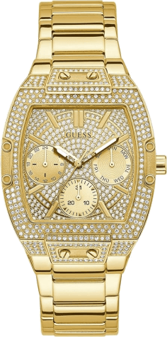 Montre-Bijou Guess Phoenix GW0104L2 pour Femme - Cadran Tonneau Doré PVD Acier Pavé Cristaux
