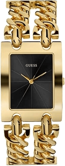 Montre Guess U1117L5 Heavy Metal - Cadran noir, bracelet chaîne or - Pour femme