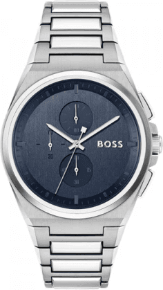Montre Homme Hugo Boss Steer 1514048 bracelet acier argent cadran bleu