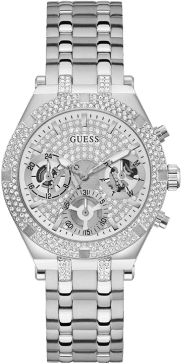Montre Guess Heiress GW0440L1 pour Femme, Boîtier Argent Strass & Bracelet Acier