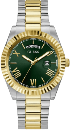Montre Homme Guess Connoisseur GW0265G8 - Cadran Vert - Bracelet Acier Bicolore Argent/Or