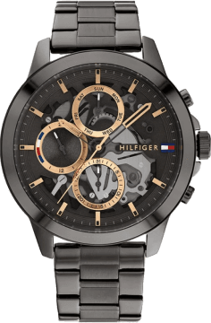 Montre Homme Tommy Hilfiger 1710479 Henry Automatique Squelette Gris Acier