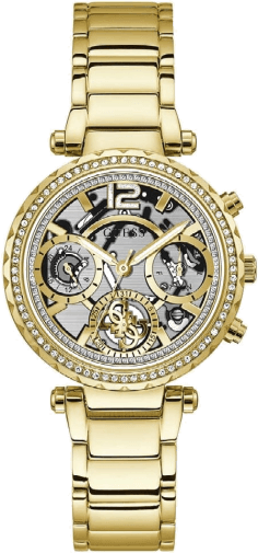 Montre Femme Guess Solstice GW0403L2 en Acier Doré avec Cadran Squelette