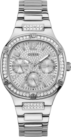 Montre Guess Duchess GW0558L1 pour Femme, Boîtier Argent et Strass, Bracelet Acier