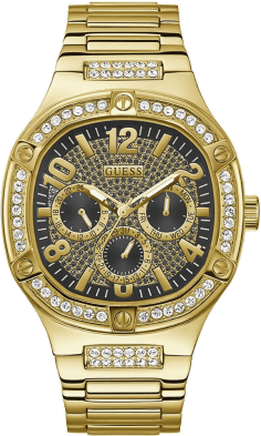 Montre Homme Guess Duke GW0576G2 en Acier Doré, Cadran Noir Multifonction