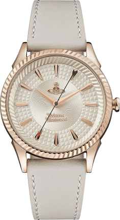 Montre Femme Vivienne Westwood Seymour VV240RSWH - Cadran blanc, boîtier or rose, bracelet cuir beige