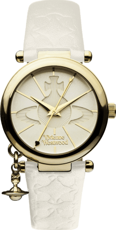 Montre Femme Vivienne Westwood Orb II - Réf. VV006WHWH - Cadran doré, bracelet cuir beige
