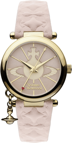 Montre Femme Vivienne Westwood Orb II VV006PKPK - Boîtier Or Jaune & Cadran Rose - Bracelet Cuir Rose