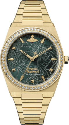 Montre Femme Vivienne Westwood Charterhouse VV244GDGR - Cadran vert, bracelet acier doré