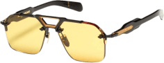 Lunettes de Soleil Jacques Marie Mage Silvertone aviator jaunes/noires en aluminum magnesium
