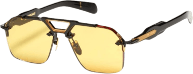 Lunettes de Soleil Jacques Marie Mage Silvertone aviator jaunes/noires en aluminum magnesium